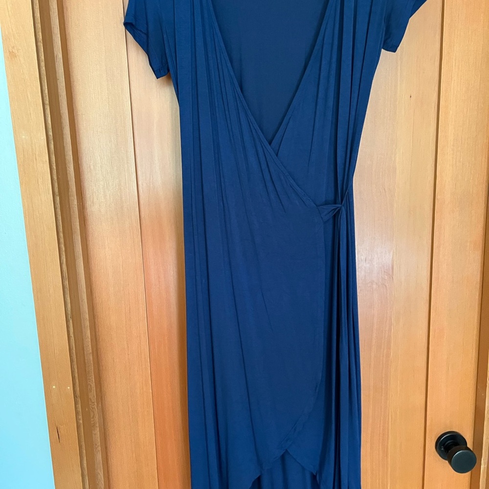 Amour Vert Blue High Low Wrap Sundress
